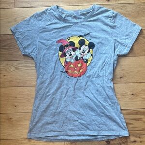 Disney Mickey Minnie Halloween Pumpkin Heather Gray T-Shirt